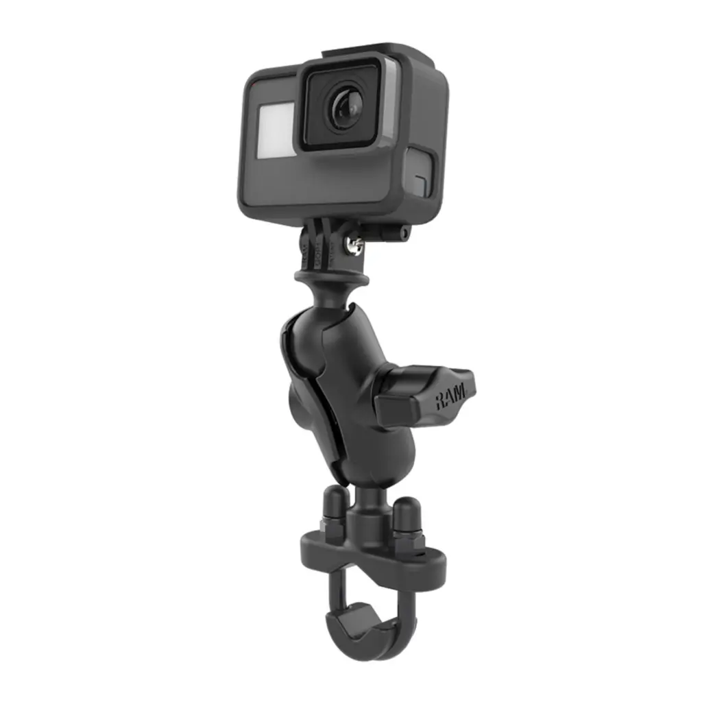 Ram H-Bar U-Bolt Double Ball Mount With Action Camera Adapater