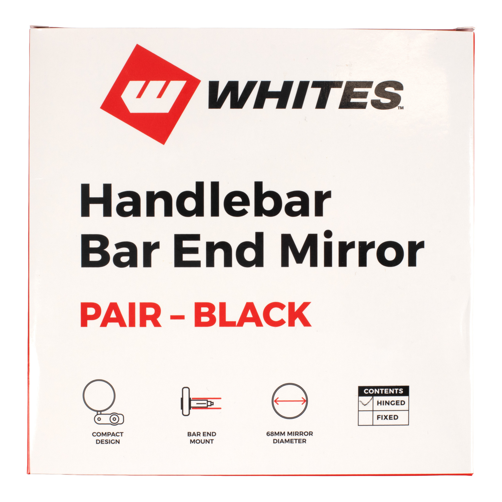 WMP Handlebar Bar End Mirrors Pair - Hinged - Black - Image 3