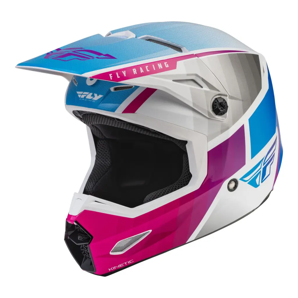 Fly Kinetic Drift Pink/White/Blue Motocross Helmet