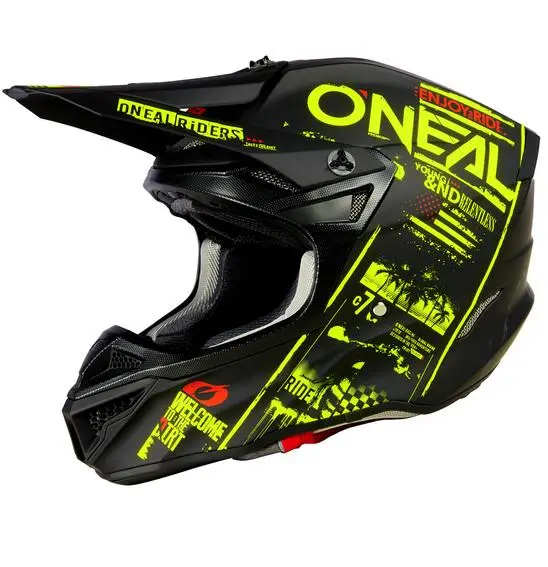 Oneal 5SRS Attack Motocross Helmet Black/Neon-Yellow