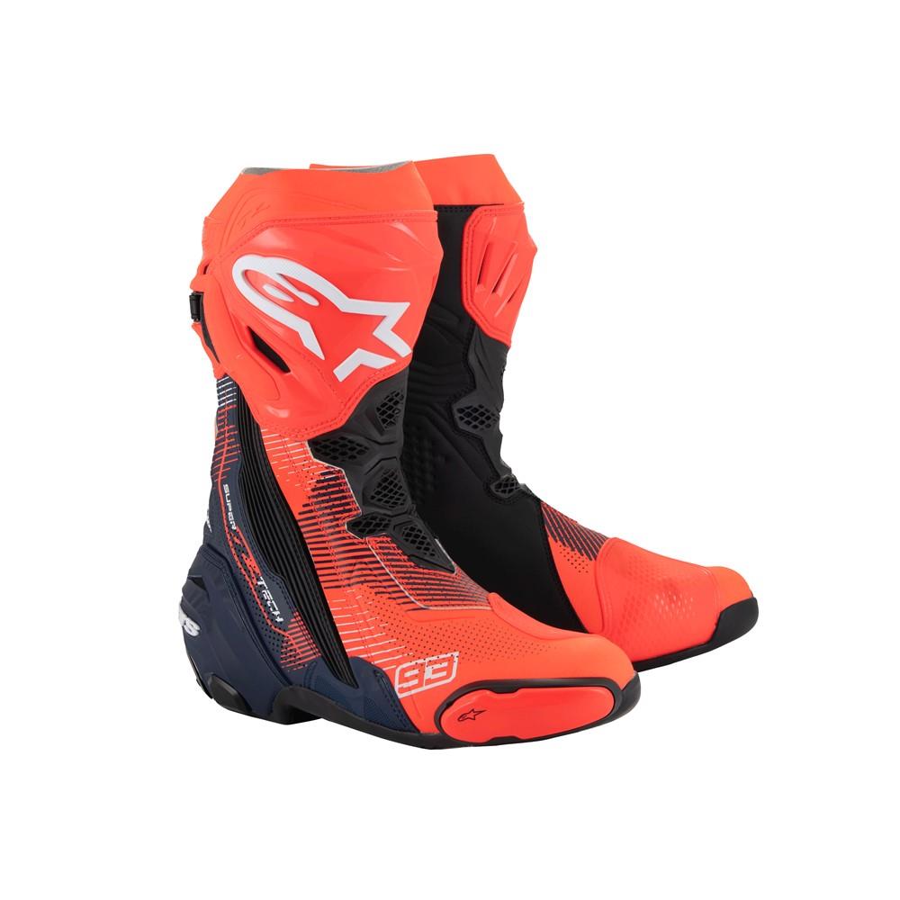 Alpinestars Supertech R Vented Limited Edition Marquez Road Boots Red Fluoro/Dark Blue/Black - Image 2