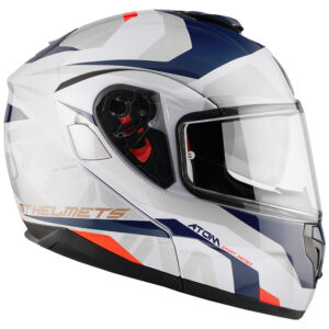 MT Atom SV Flip Front Helmet Skill Gloss Pearl White/ Blue - Image 5