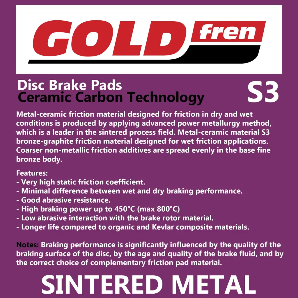 BRAKE PADS GOLDFREN SINT SPRTS GF279 - S3 ( PH273 - HD only)
