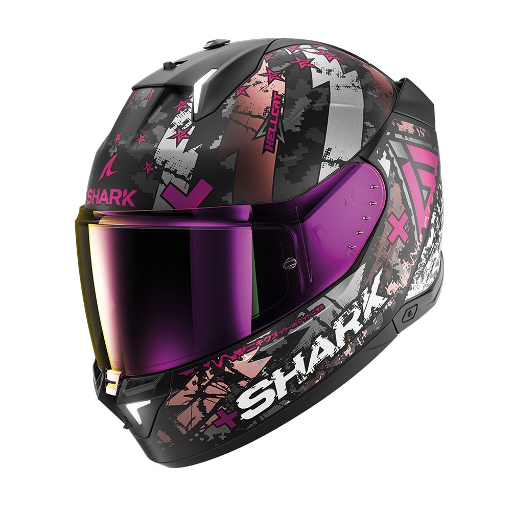 Shark Skwal i3 Hellcat Road Helmet Black/Chrome/Violet - Image 1