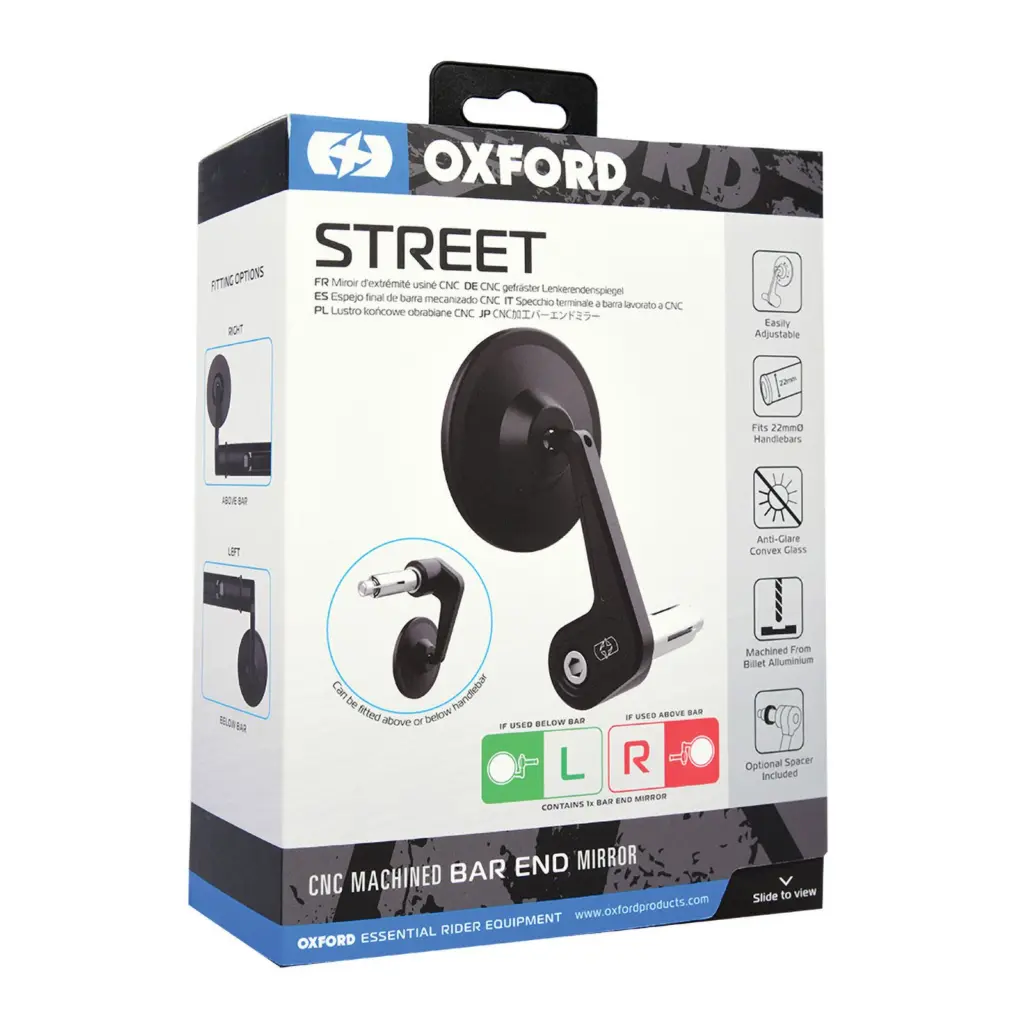 Oxford Street Billet Allot Bar End Mirror Right Black