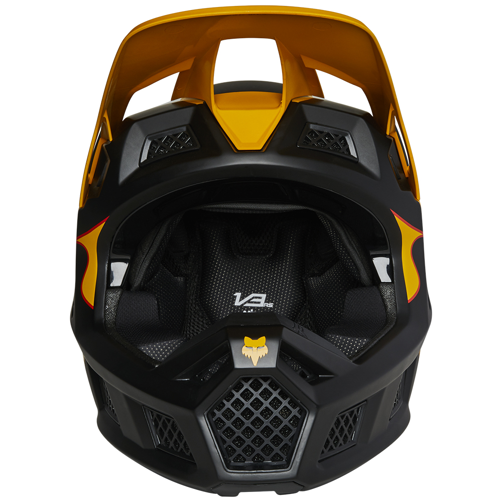 Fox V3 RS Super Trik Motocross Helmet Black/Yellow - Image 5