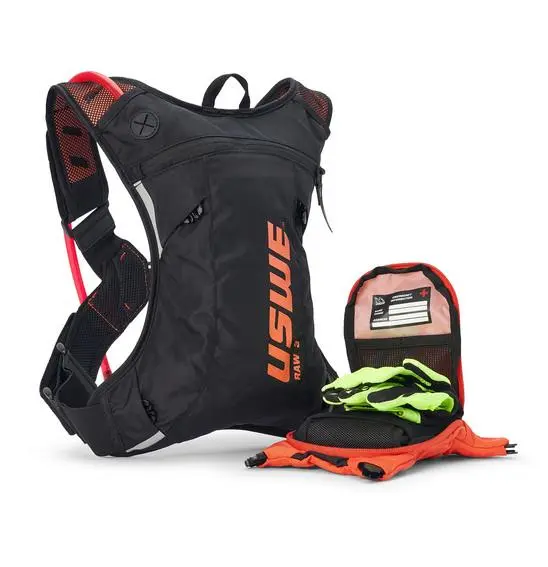 USWE Raw Dirt Biking Hydration Pack Black/ Factory Orange 3L