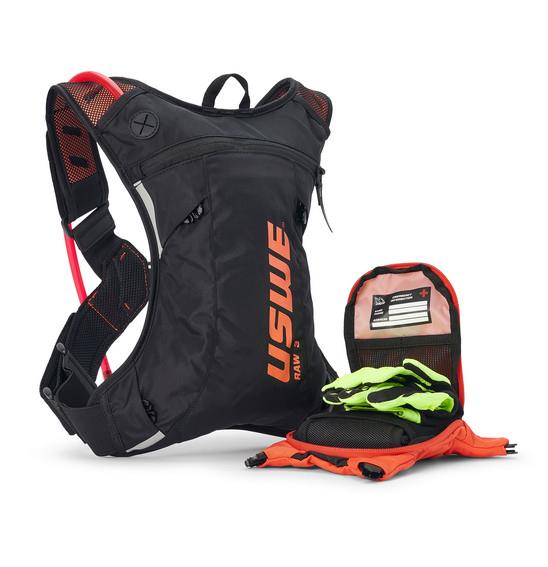USWE Raw Dirt Biking Hydration Pack Black/ Factory Orange 3L - Image 1