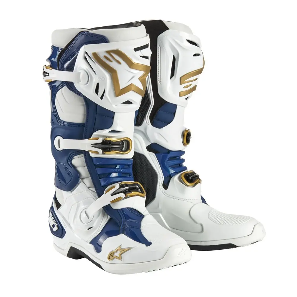 Alpinestars Tech-10 Motocross Boots Tropical LE White/Dark Blue/Gold