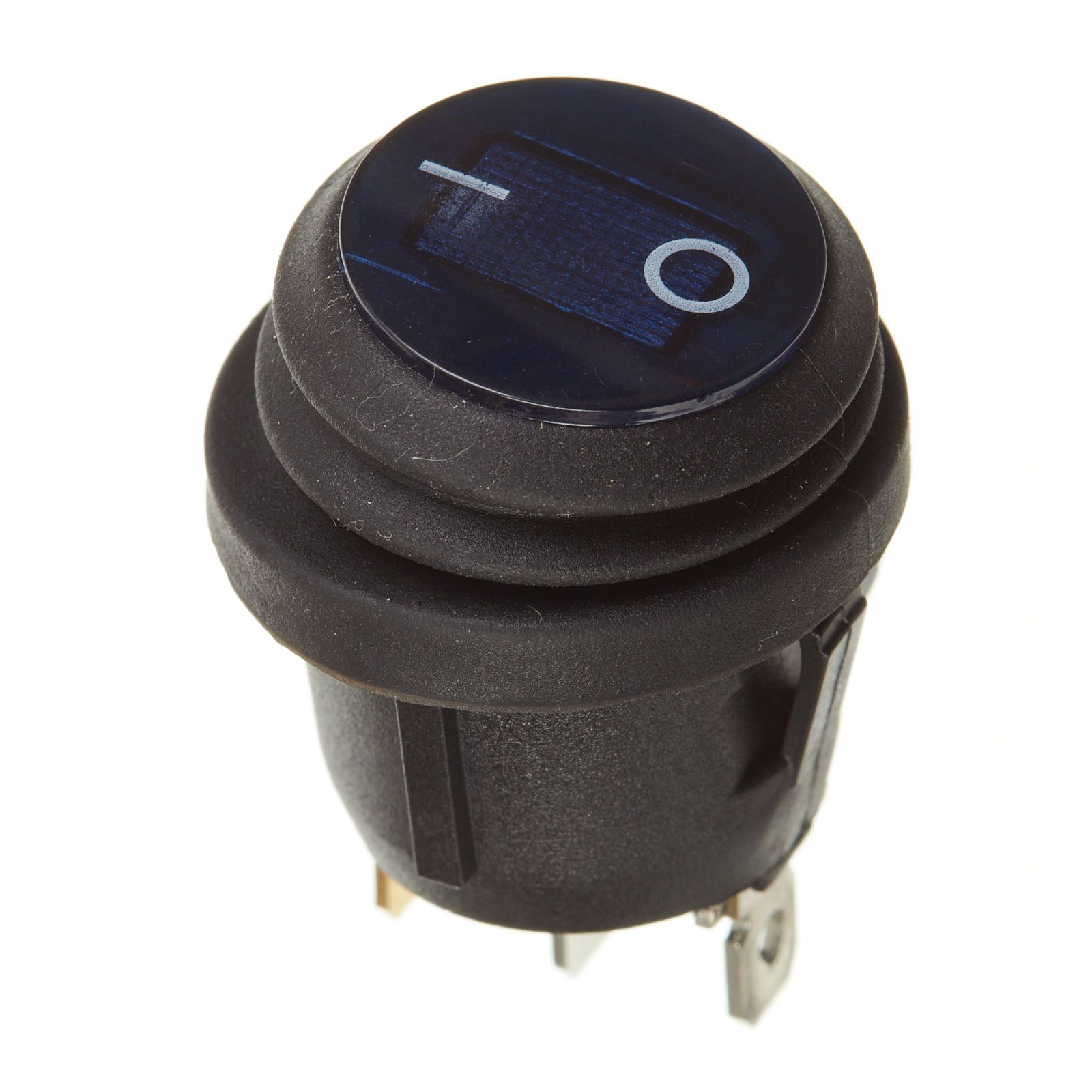 WHITES 12V ROCKER SWITCH ON-OFF BLU WATERPROOF ROUND - Image 1