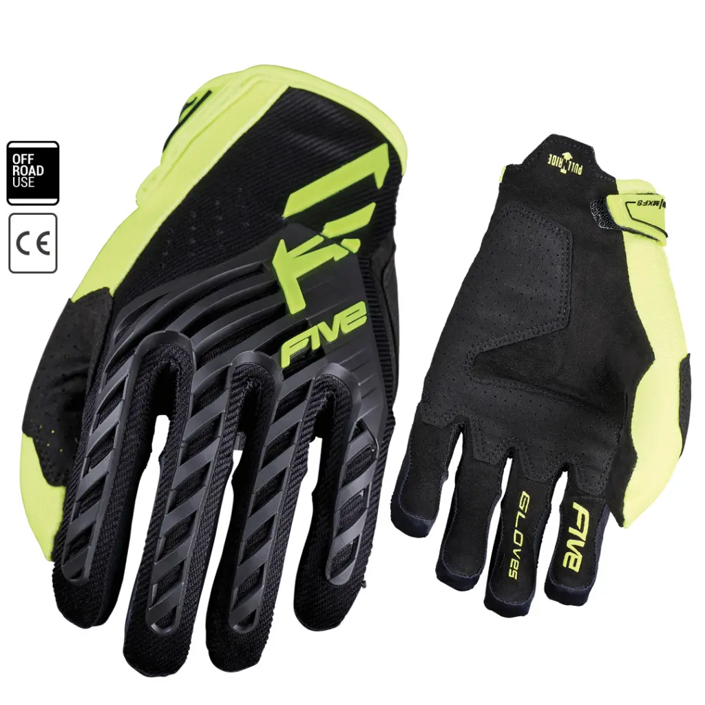 FIVE MXF 3 EVO Motocross Gloves Black/Fluro