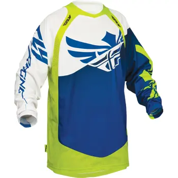 Motocross Jersey Fly 2014 Youth Evolution "Clean" Blue/Hi-Vis