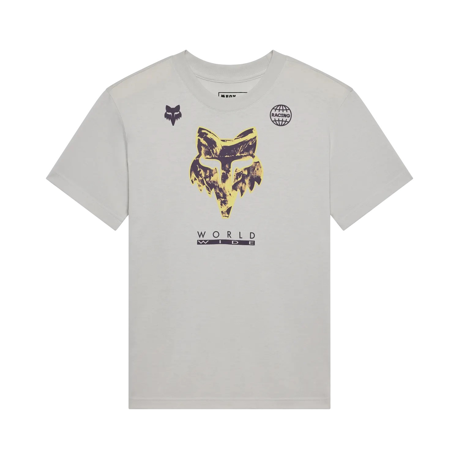 Fox Image Print Tee Ladies Light Grey - Image 1