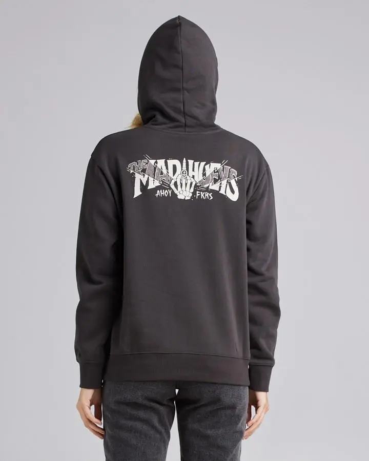 The Mad Hueys Bones Ahoy Ladies Pullover Hoodie Vintage Black