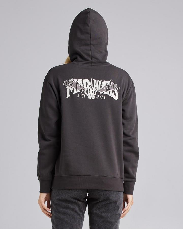 The Mad Hueys Bones Ahoy Ladies Pullover Hoodie Vintage Black - Image 2
