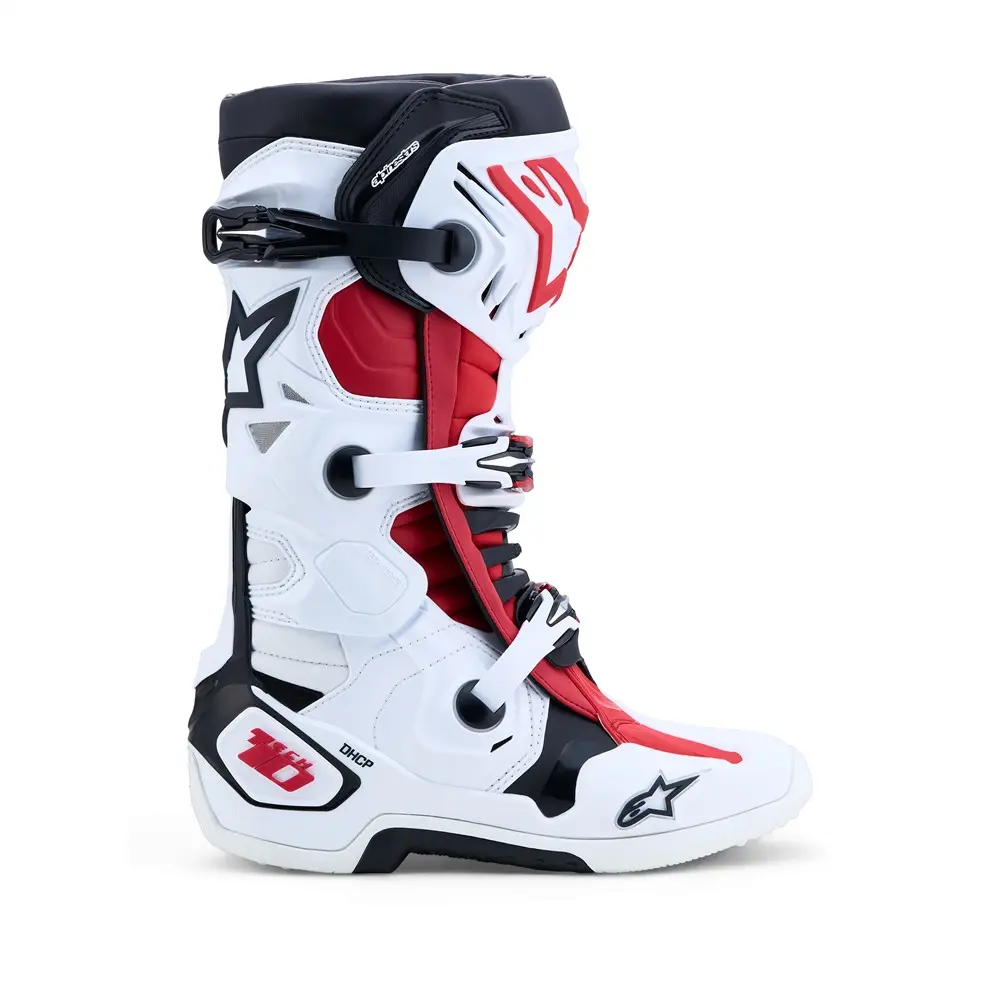 Tech-10 MX Boots White/Black/Bright Red 12