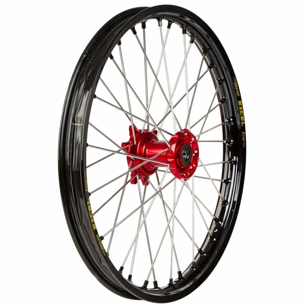 Haan Wheel GasGas Front Black Rim/Red Hub 21x1.60 22mm - Image 1