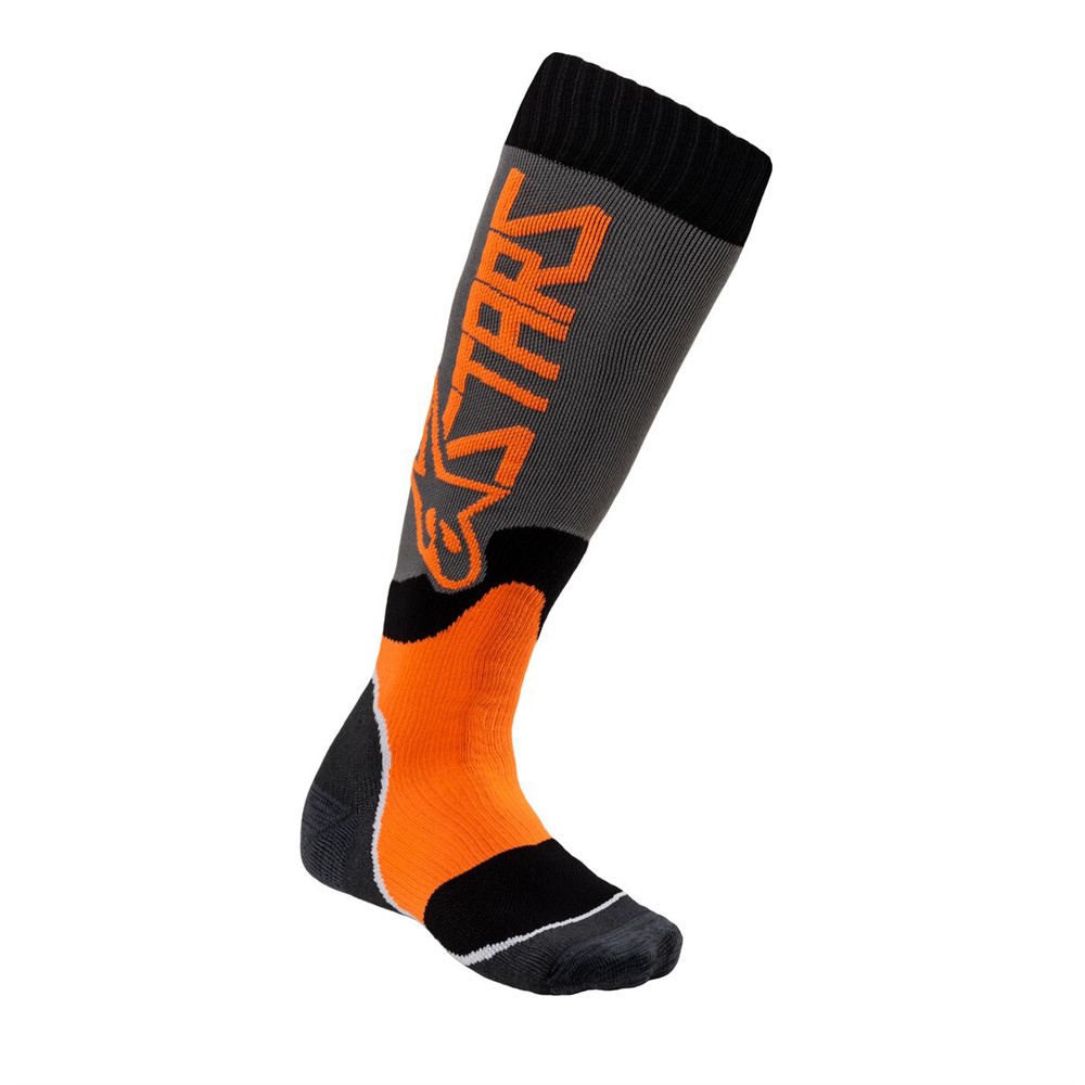Youth MX Plus-2 Socks Cool Gray/Orange Fluoro M/L - Image 1