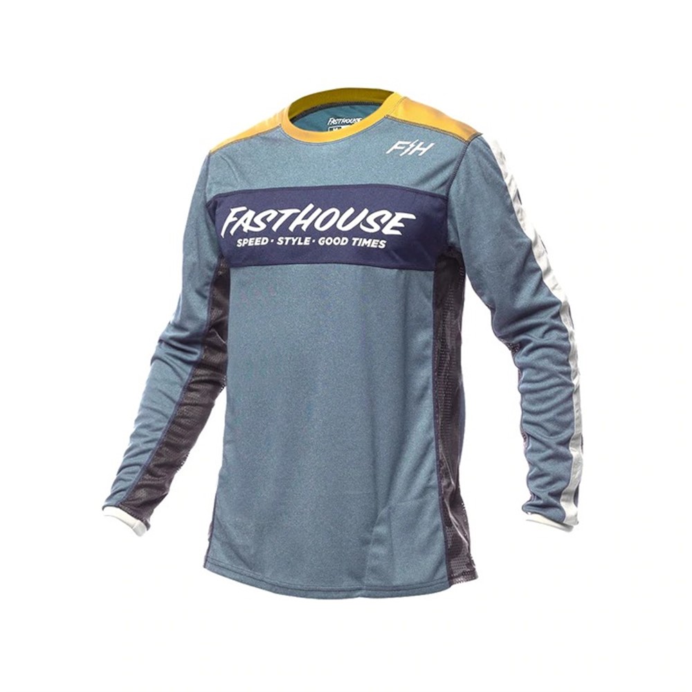 Fasthouse Acadia Long Sleeve Jersey Youth Heather Indigo - Image 1