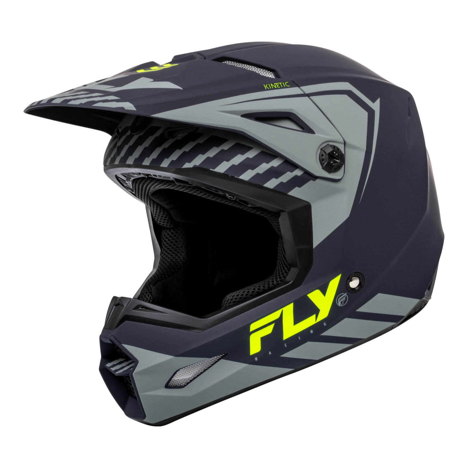 FLY Racing Kinetic Menace Motocross Helmet Matte  Grey / Hi-Vis - Image 1