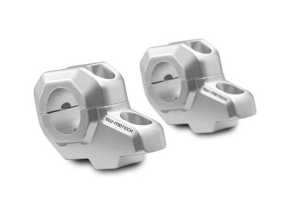 BARBACK  HANDLEBAR RISER SW MOTECH FOR TAPER HANDLEBARS 28 MM. UP 30 MM. BACK 22 MM. SILVER - Image 1