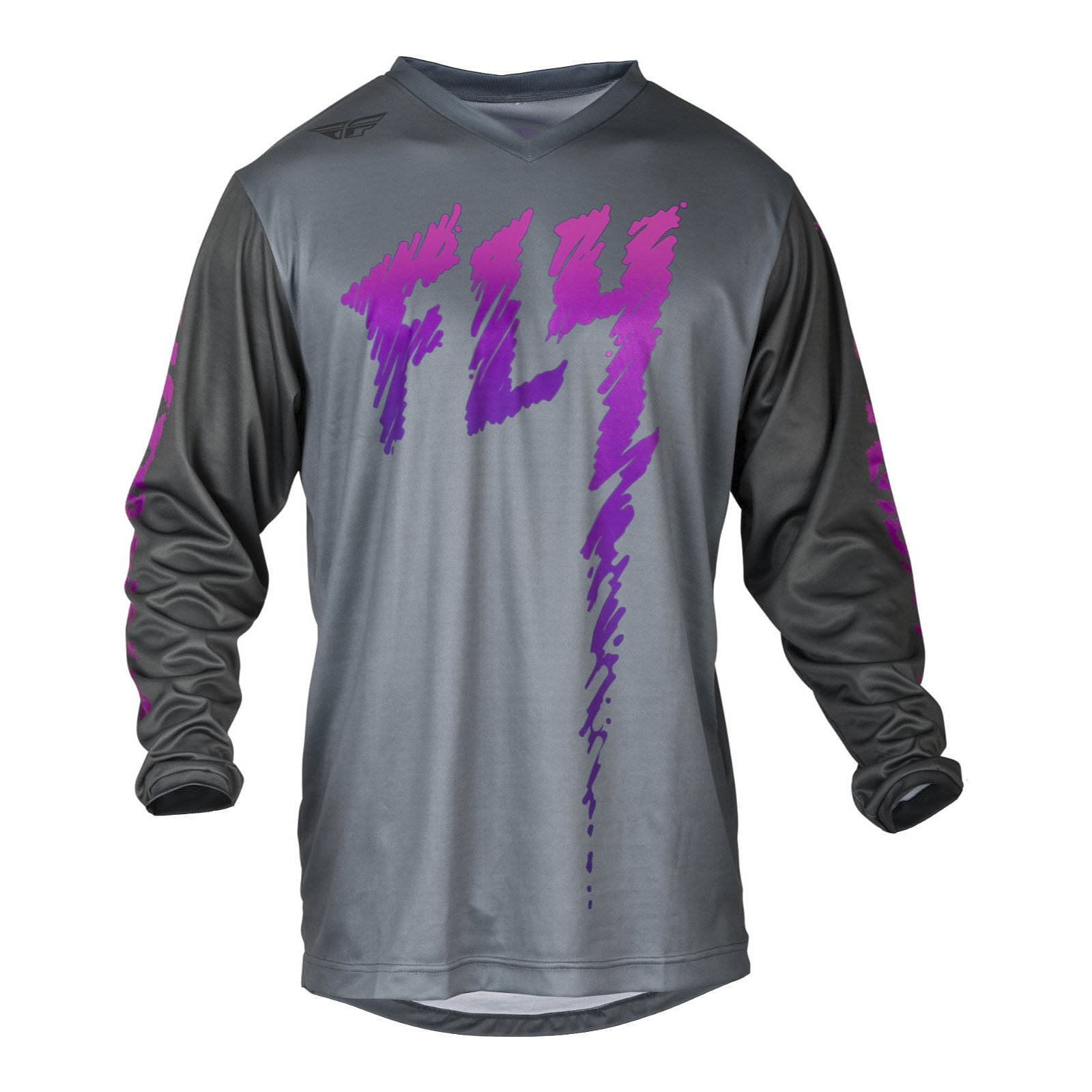 FLY Racing F-16 Motocross Jersey Youth Grey / Charcoal / Pink - Image 1