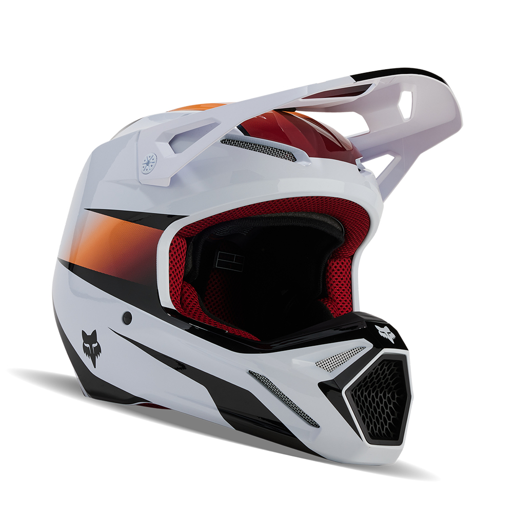 Fox V1 Flora Motocross Helmet Youth White/Black - Image 1