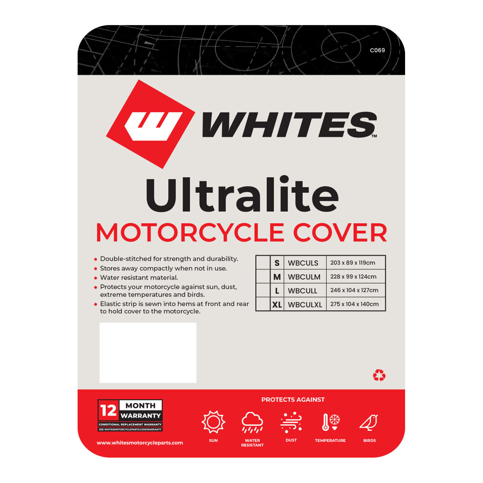 WMP Motorcycle Cover - Ultralite (M / 228 x 99 x 124cm) - Image 2