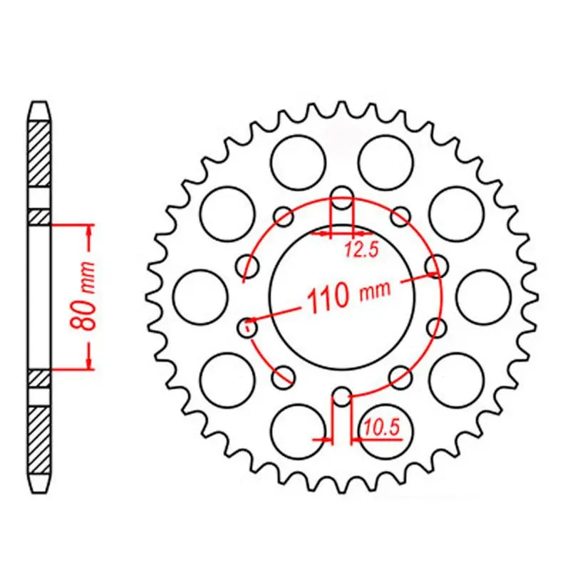 SPKT REAR RK STEEL 1332 44T #525