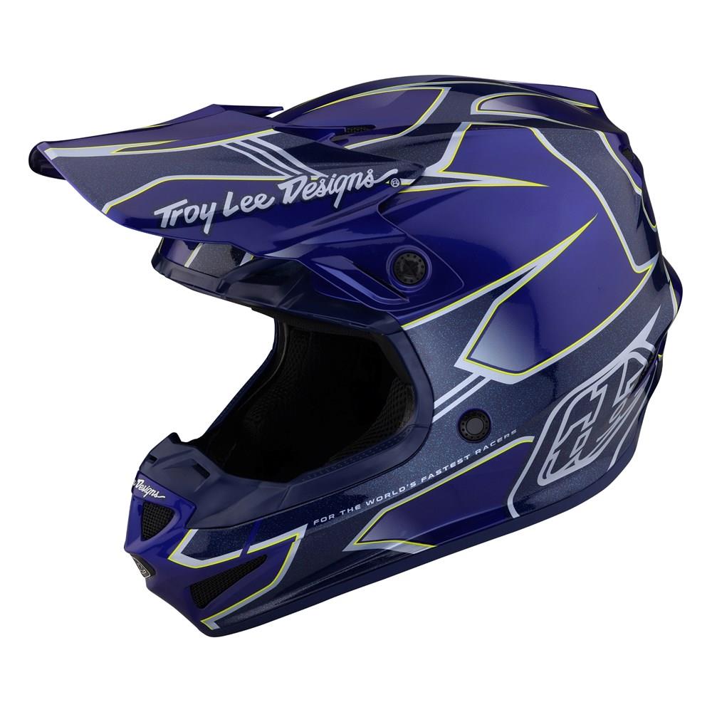 Troy Lee Designs SE4 Polyacrylite Matrix Motocross Helmet Youth Blue - Image 1
