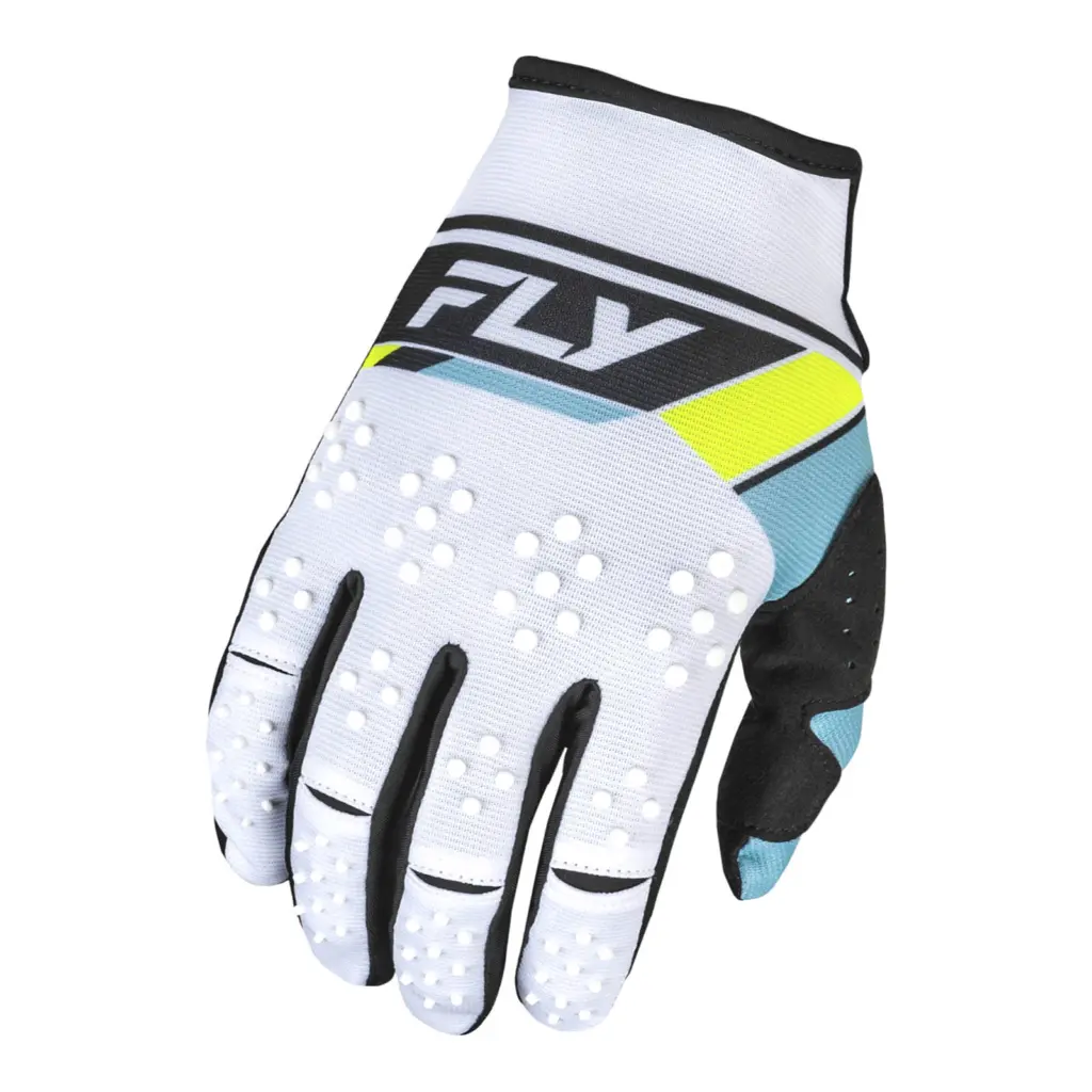 FLY Racing Kinetic Prix Motocross Gloves White / Black / Hi-Vis