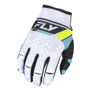 FLY Racing Kinetic Prix Motocross Gloves White / Black / Hi-Vis - Image 1