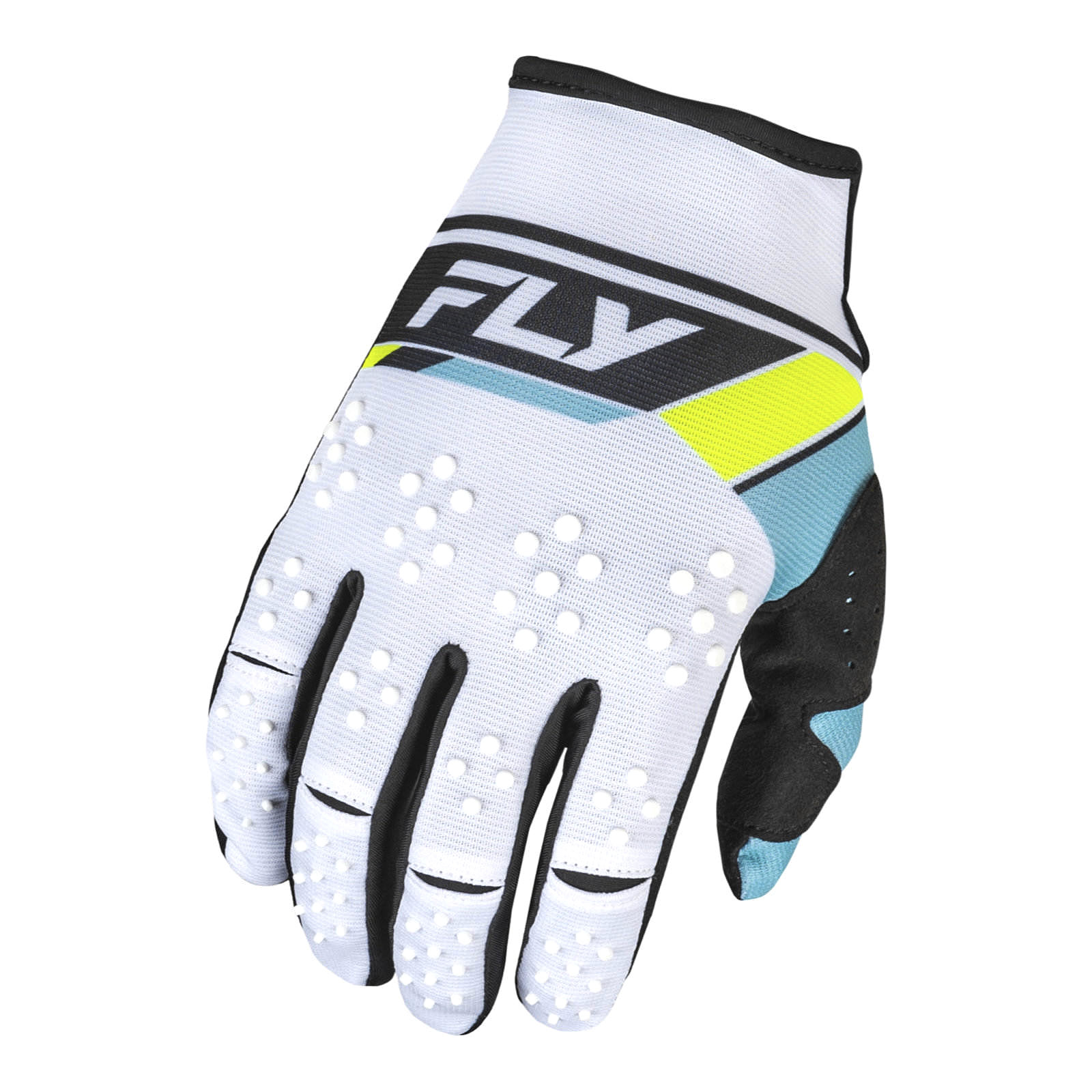 FLY Racing Kinetic Prix Motocross Gloves White / Black / Hi-Vis - Image 1