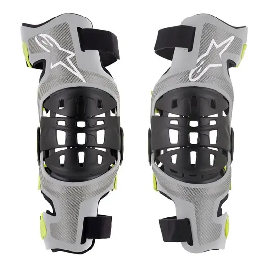 Knee Brace Set Alpinestars Bionic-7 Silver/Yellow Fluoro
