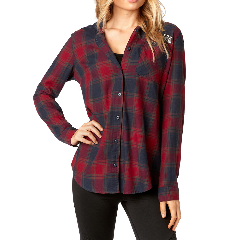 Fox Deny Flannel Dark Red Flannel Hoodie - Image 1