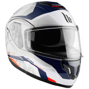 MT Atom SV Flip Front Helmet Skill Gloss Pearl White/ Blue - Image 4