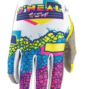 Oneal Mayhem Crackle Yellow/Blue/Pink Motocross Gloves - Image 1
