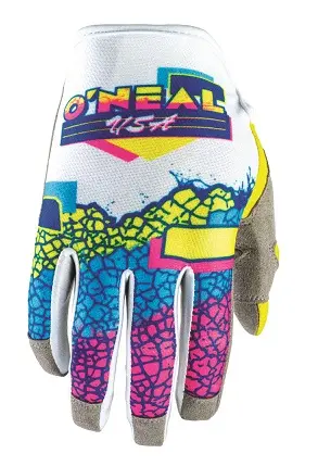 Oneal Mayhem Crackle Yellow/Blue/Pink Motocross Gloves