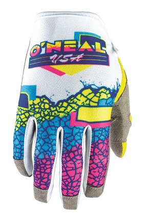 Oneal Mayhem Crackle Yellow/Blue/Pink Motocross Gloves - Image 1