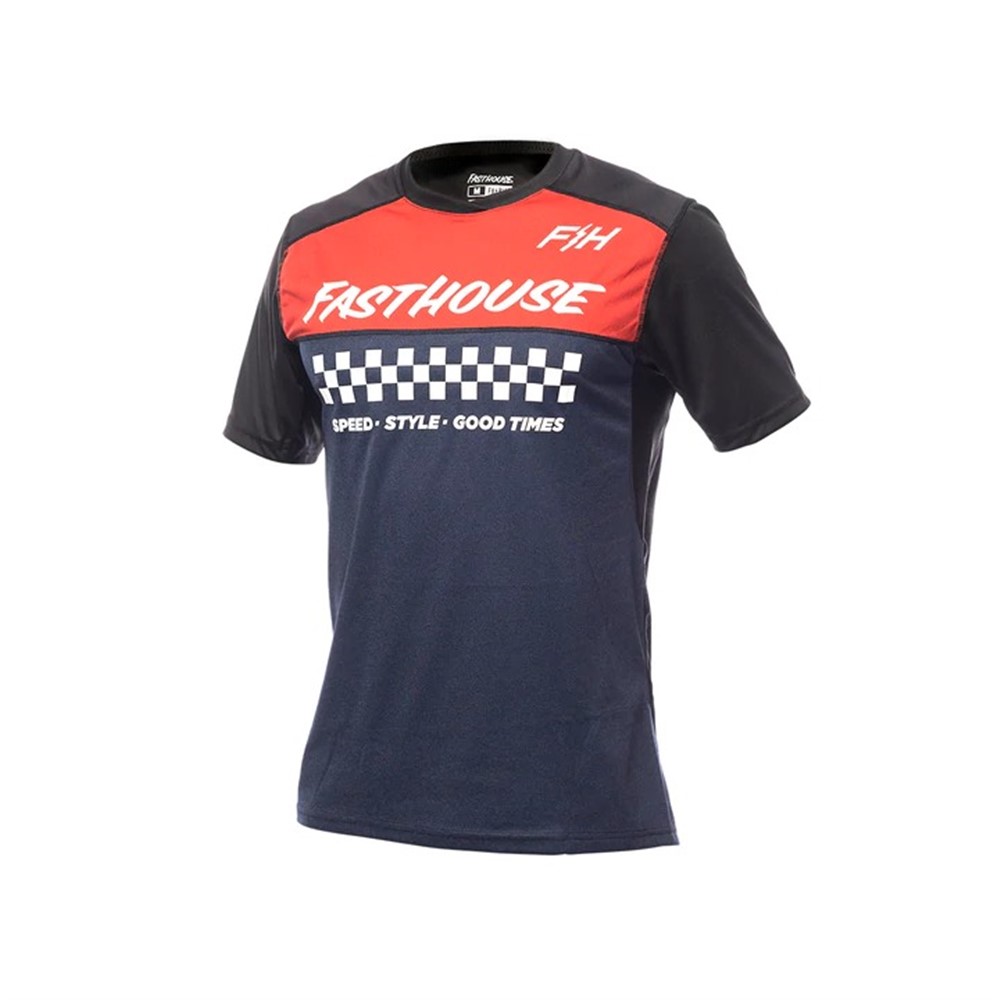 Fasthouse Alloy Mesa Short Sleeve Jersey Youth Heather Red/Navy - Image 1