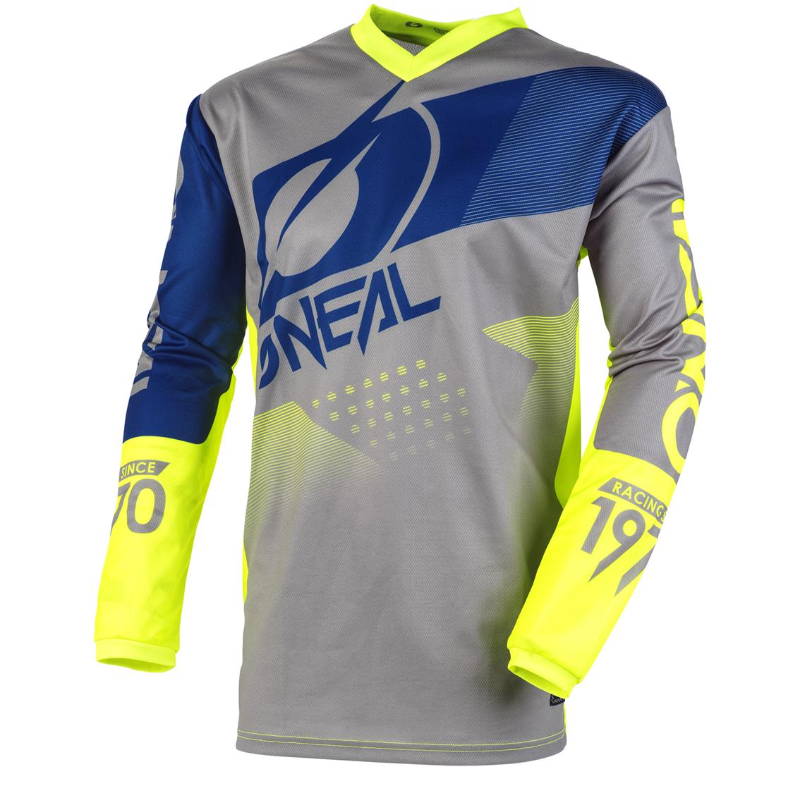 O'Neal Element Factor Grey/Blue/Yellow Motocross Jersey - Image 1