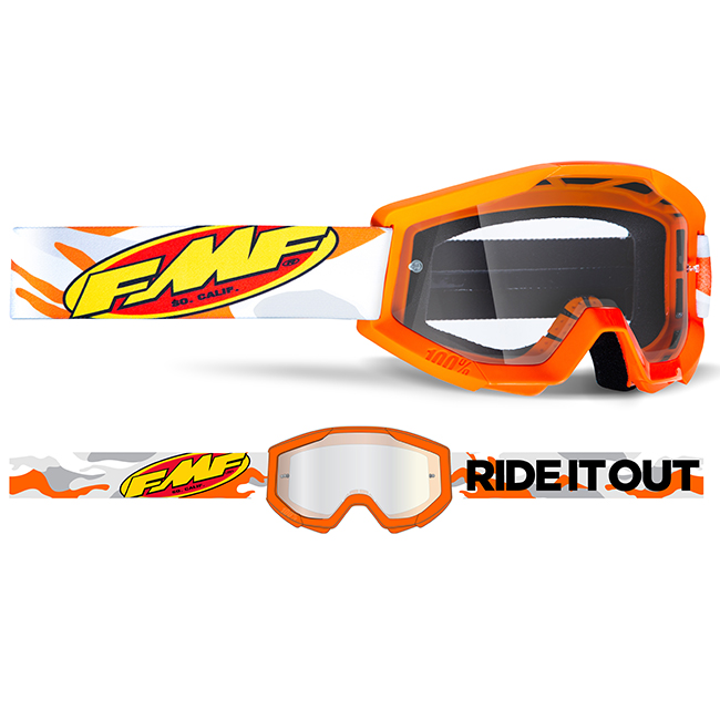 Motocross Goggles FMF Powecore Assault Grey Clear Lens - Image 1
