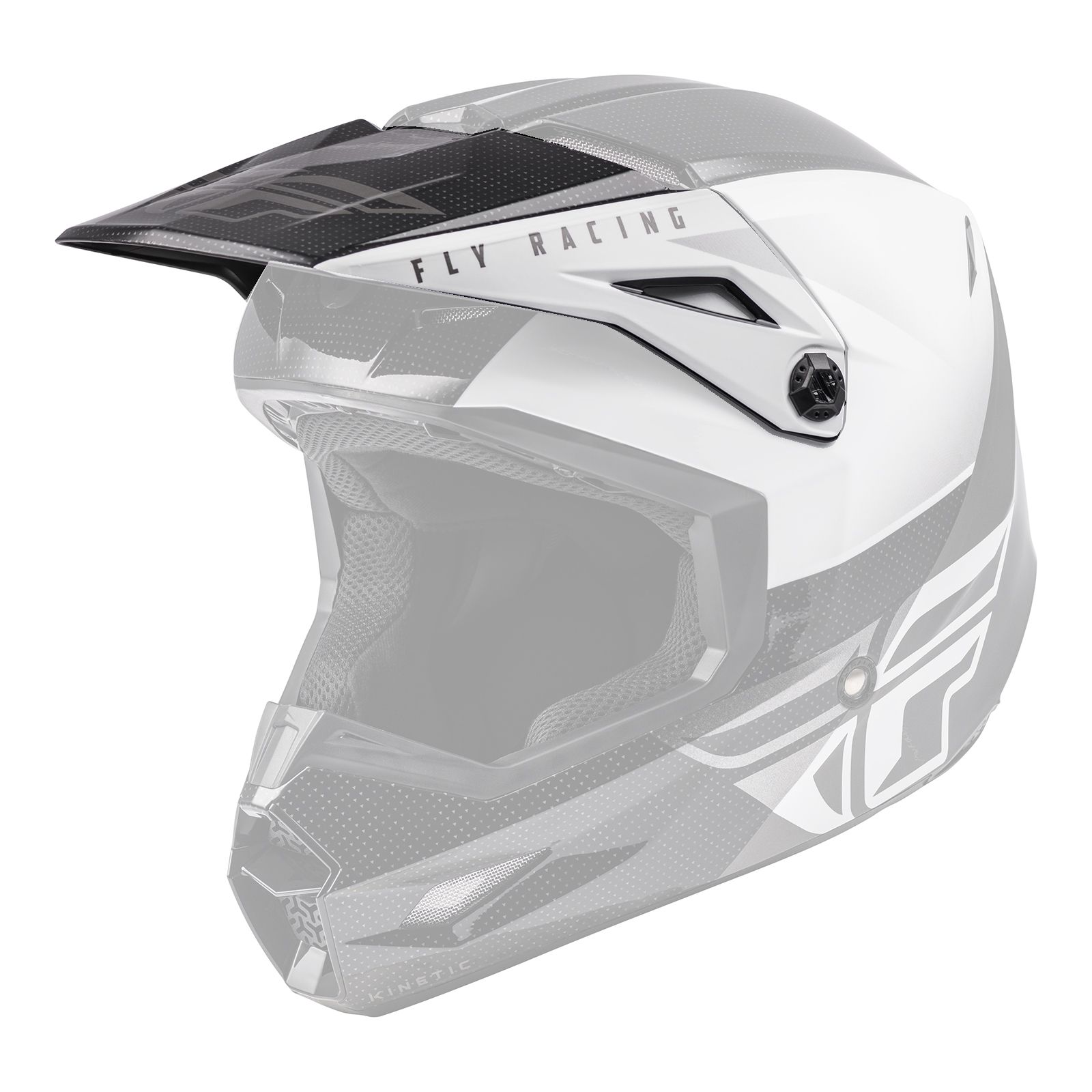 FLY '21 KINETIC STRAIGHT EDGE HELMET PEAK BLACK/WHITE - Image 1