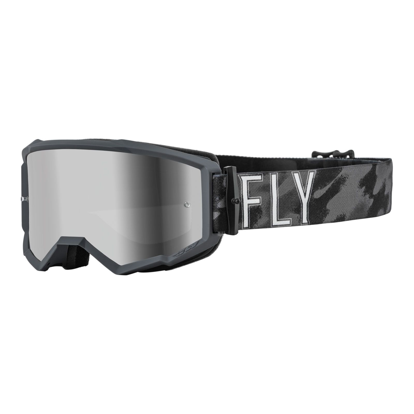 Fly Zone S.E Tactic Youth Camo + Silver Mirror/Smoke Motocross Goggles - Image 1