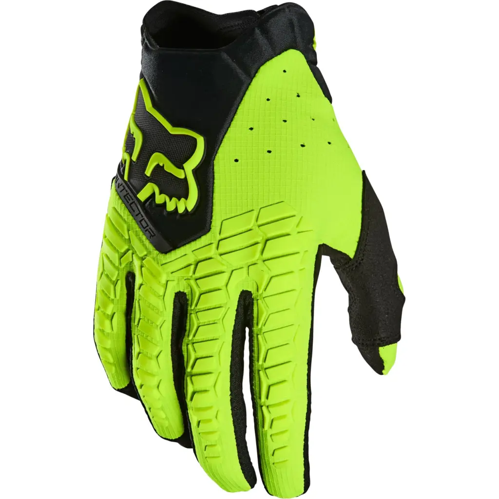 Fox Pawtector Motocross Gloves Fluro Yellow