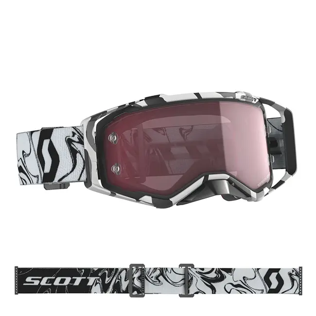Scott Prospect Amplifer Motocross Goggles Marble Black / White Rose Works Lens