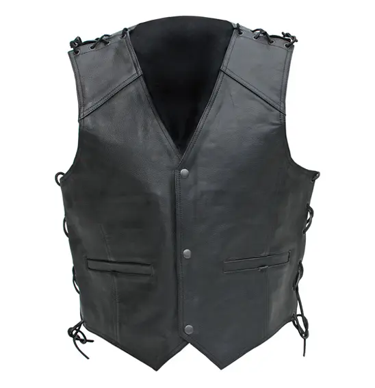 LEATHER VEST LACED/DOME/buck S
