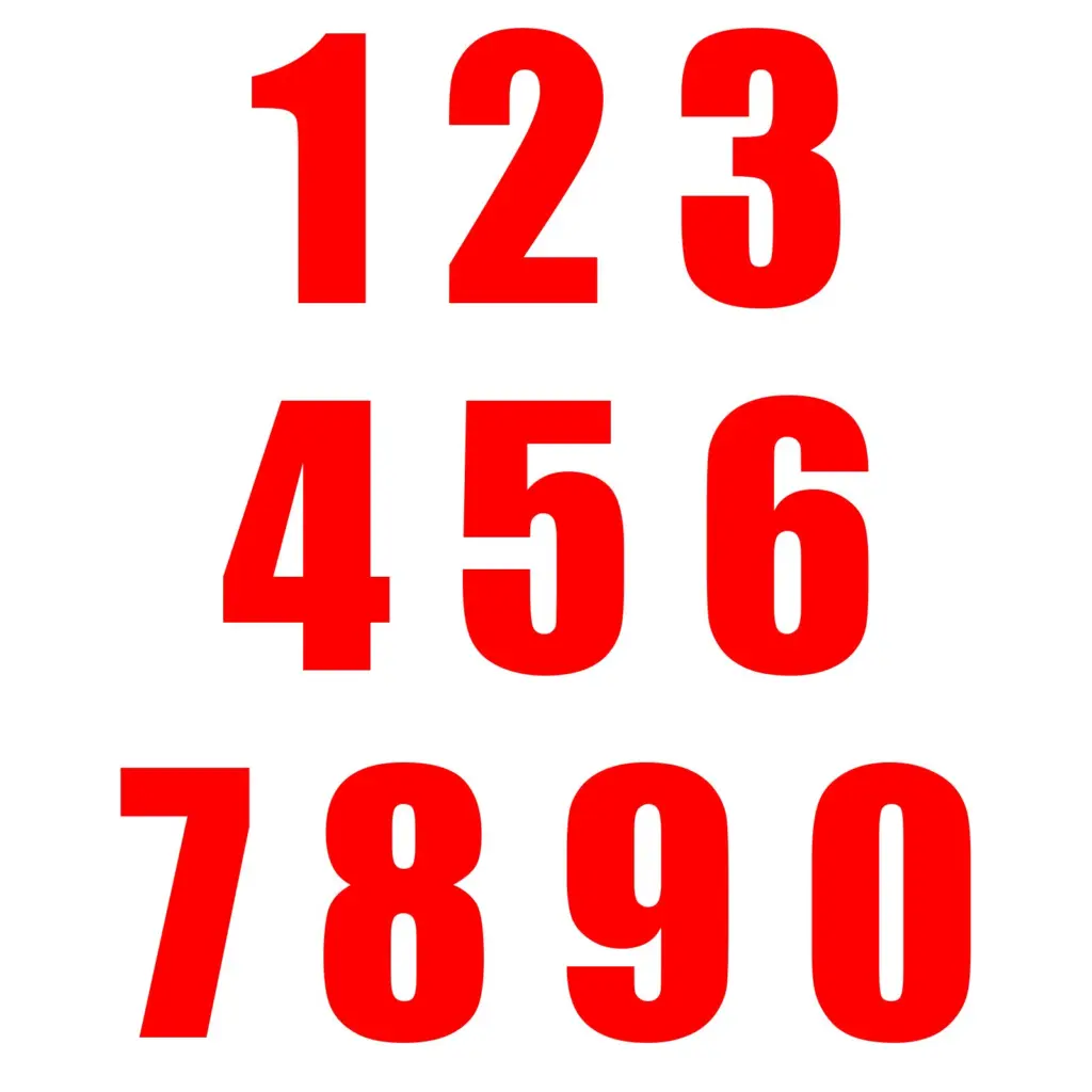 RACE NUMBER 6in VINYL #5 RED PKT of 10