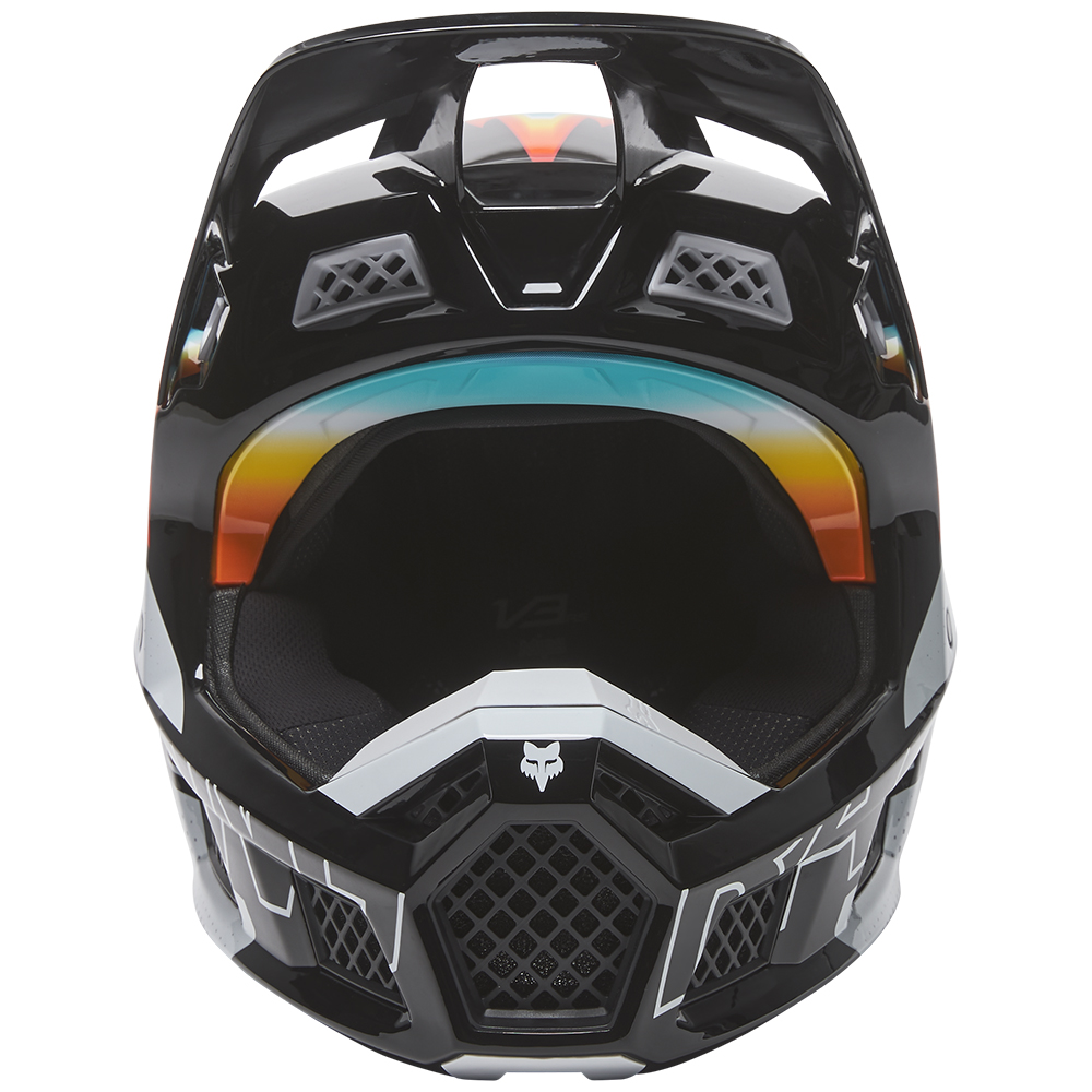 Fox V3 RS RELM Motocross Helmet ECE Black/White - Image 4