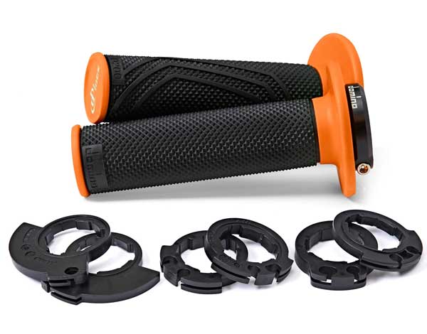 DOMINO D-LOCK LOCK-ON GRIPS WITH THROTTLE CAMS MULTI BLACK/ORANGE - Image 1